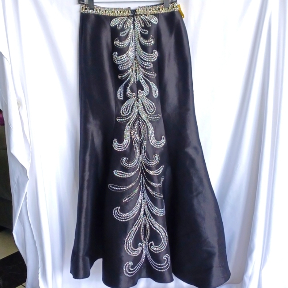 Mori Lee: Black Rhinestone embellished Maxi skirt, 42" Long - Picture 1 of 8